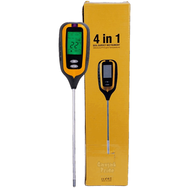 Medidor para suelo 4 en 1: Temperatura, humedad, pH, luz ambiental