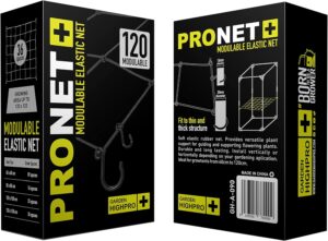 Red Scrog Elástica Pronet 120 de Garden Highpro en su empaque original para cultivo indoor.
